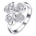 Mulheres Four Leaves Clover Silver Ring Jewelry Hot Sale